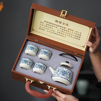 Set Ru Kiln Ceainic – Ceainic Kung Fu, 1 ceainic și 4 cești, set ceramic pentru cadouri de afaceri