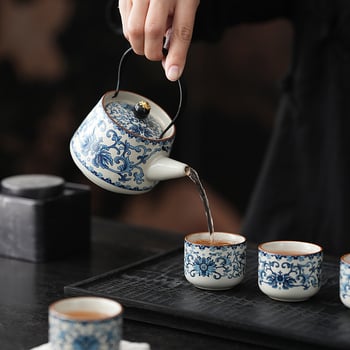 Set Ru Kiln Ceainic – Ceainic Kung Fu, 1 ceainic și 4 cești, set ceramic pentru cadouri de afaceri