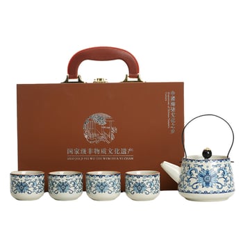 Set Ru Kiln Ceainic – Ceainic Kung Fu, 1 ceainic și 4 cești, set ceramic pentru cadouri de afaceri