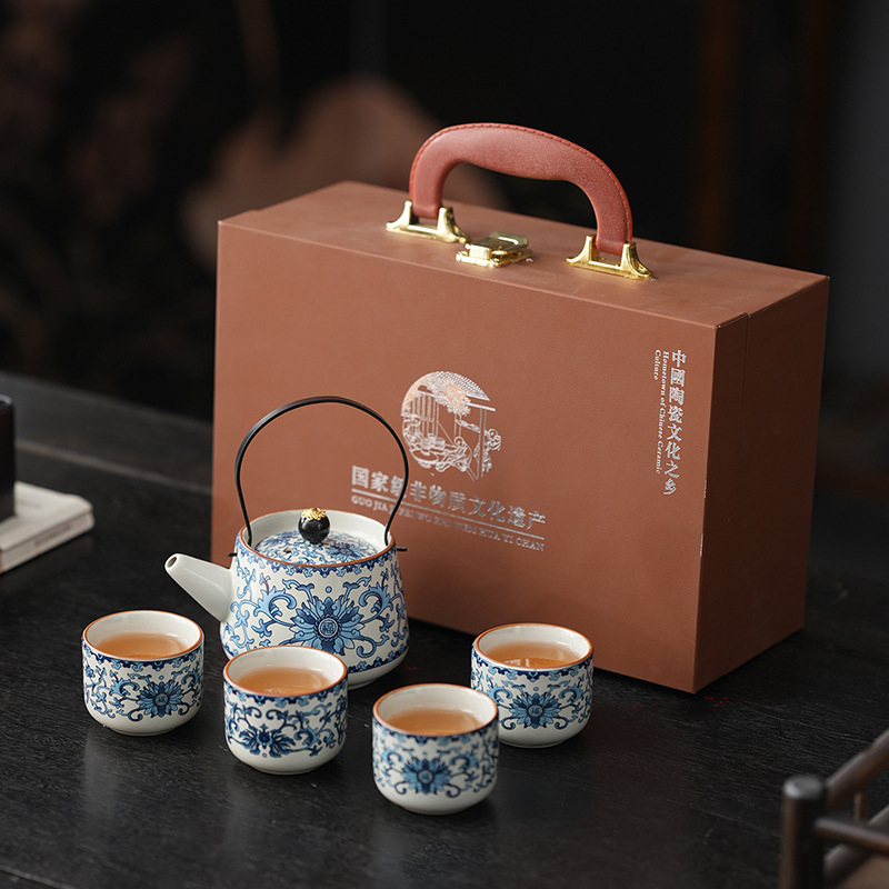 Set Ru Kiln Ceainic – Ceainic Kung Fu, 1 ceainic și 4 cești, set ceramic pentru cadouri de afaceri
