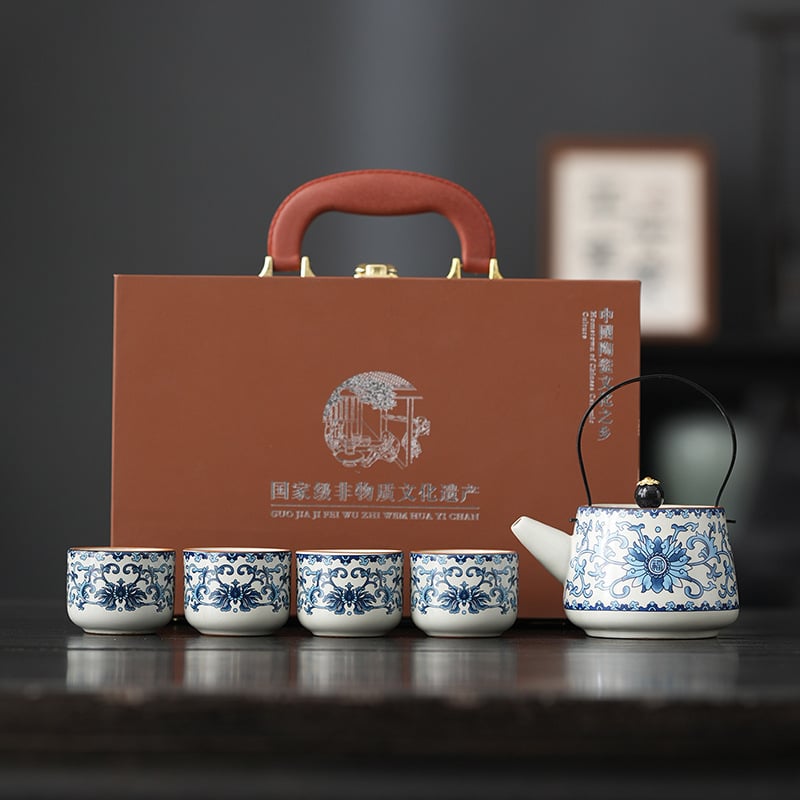 Set Ru Kiln Ceainic – Ceainic Kung Fu, 1 ceainic și 4 cești, set ceramic pentru cadouri de afaceri