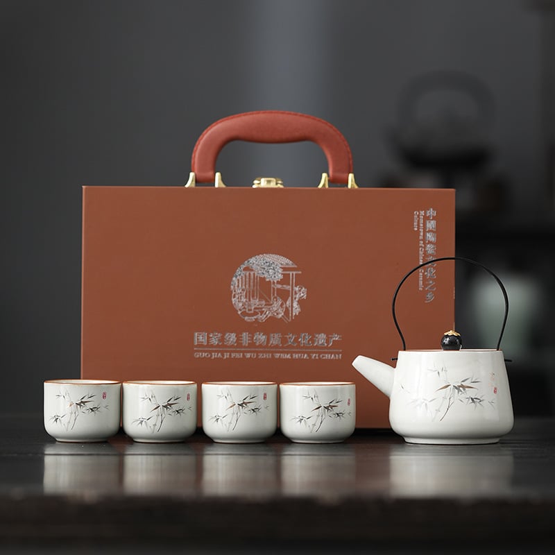 Set Ru Kiln Ceainic – Ceainic Kung Fu, 1 ceainic și 4 cești, set ceramic pentru cadouri de afaceri