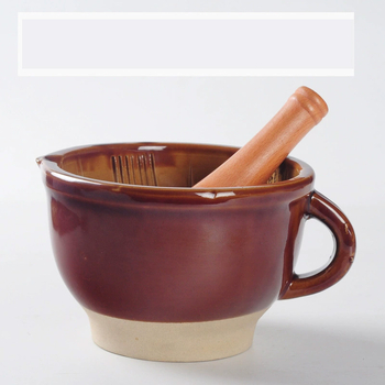 Mojar de usturoi cu mâner și bol ceramic