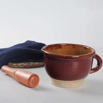 Mojar de usturoi cu mâner și bol ceramic