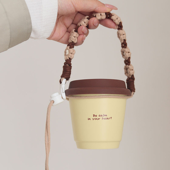 Șnur pentru sticlă de apă cu margaretă, capac pentru pahar și buzunar din plasă, curea portabilă pentru pahar de cafea