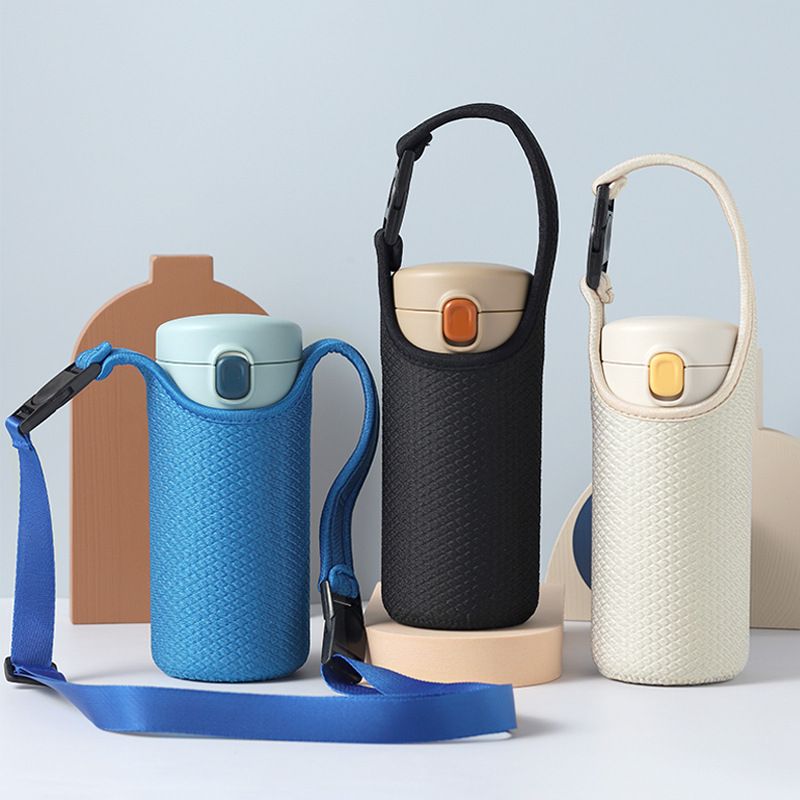 Husă izolațion universală pentru pahar Thermos din sticlă pentru ceai, husă de protecție cu curea crossbody și șnur de transport