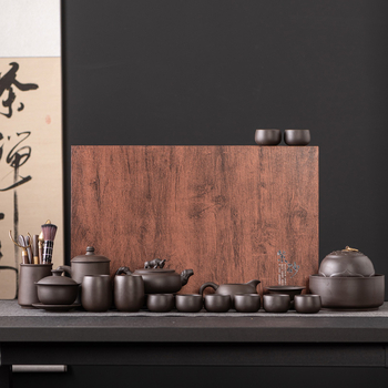Set ceai Kung Fu din lut mov în cutie cadou – ceainic ceramic și cești pentru ceremonie, calitate de top, personalizabil, cadou de afaceri