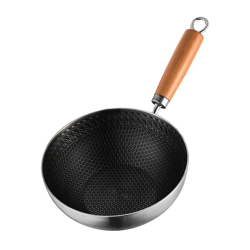 Mini wok pentru o singură porție, din oțel inoxidabil 316, cu strat antiaderent și capac de sticlă — tigaie compactă, multifuncțională pentru uz casnic