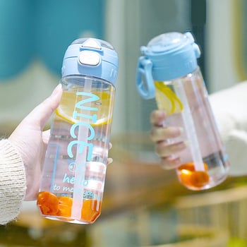 Ceșcuță pentru copii cu pai din plastic, siguranță alimentară, rezistentă la căderi, portabilă, cu curea de purtare, în formă arcuită, pentru școală