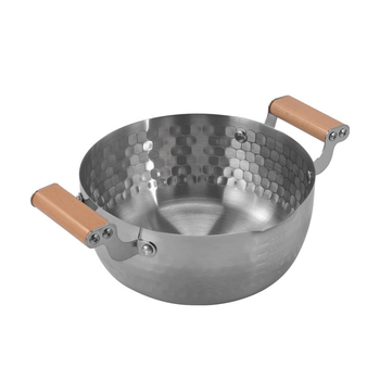 Vas de supă în stil coreean, din oțel inoxidabil 304, cu două mânere și textură ciocanată, potrivit pentru plite cu gaz și inducție, oală pentru noodles, supă și ramen.