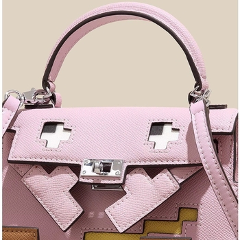 GOLEYS ženska crossbody torbica od prave kože u Kelly stilu, torbica s mozaikom nasmiješenog karikaturnog lica, mini kvadratnog oblika