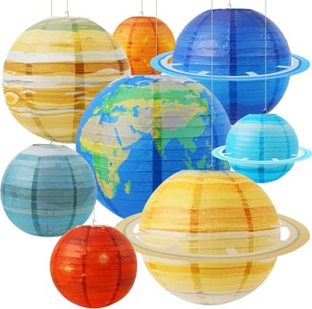 Felinar planetă din hârtie – Decorațiune pentru petrecere cu temă Pământ și Spațiu