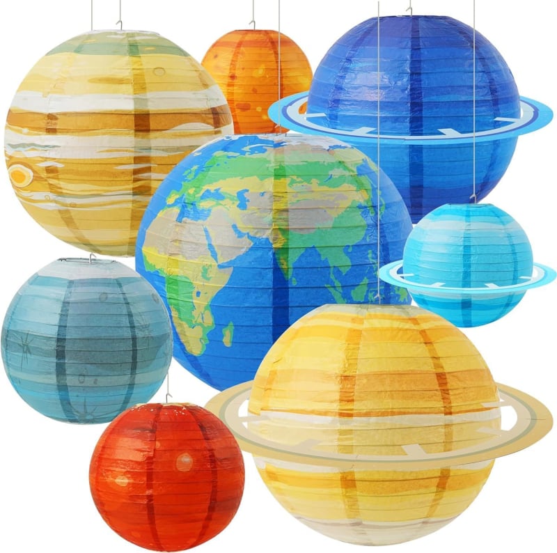 Felinar planetă din hârtie – Decorațiune pentru petrecere cu temă Pământ și Spațiu