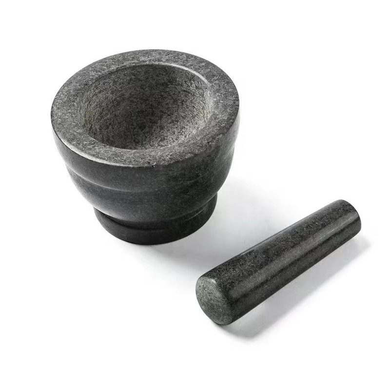 Zdrobitor de usturoi din granit negru, set de pahare din piatră