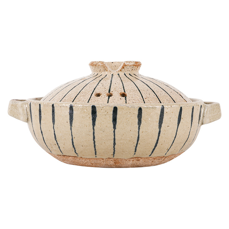 Caserolă ceramică pictată manual, stil japonez, rezistentă la temperaturi înalte, pentru aragazul cu gaz, capacitate 2,1–3 L, pentru supe și orez