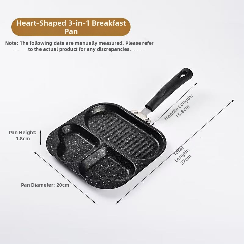Maifan kameň raňajková panvica na vajcia, štyri otvory, srdcovito tvar mini palacinková panvica, nepriľnavá, bez pokrievky