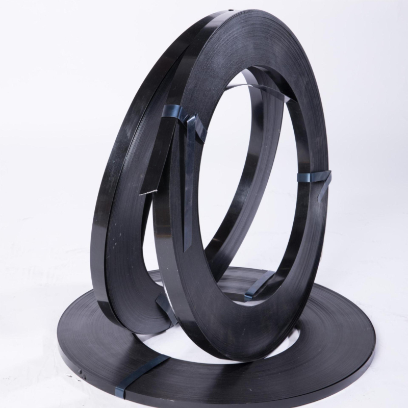 Bandă din oțel vopsit pentru ambalare, anticorozivă, finisaj negru, lățime 32 mm, rezistență înaltă 850 MPa