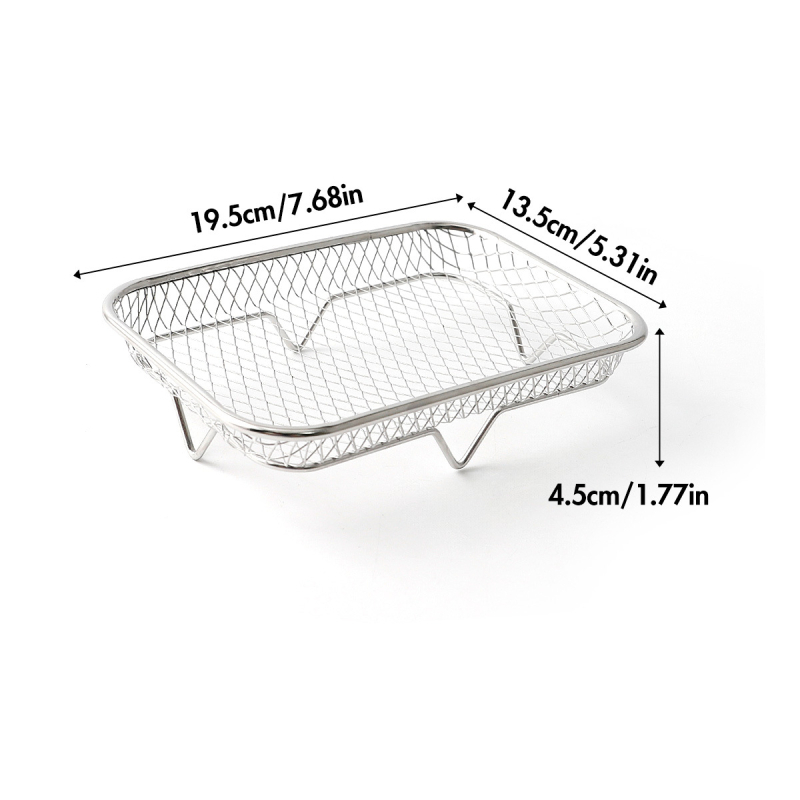 Accesorii din oțel inoxidabil pentru friteuza cu aer: grătar circular, plasă pătrată pentru prăjit, raft multifuncțional de scurgere a uleiului pentru grătar