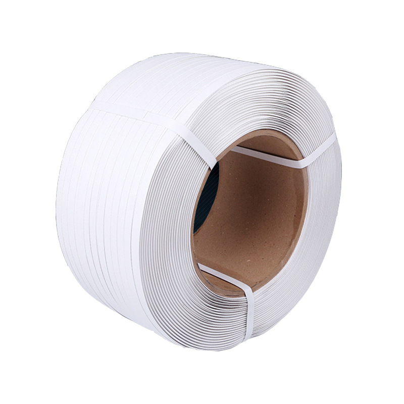 Bandă PET embossată, alb-negru, ecologică, pentru ambalare, grosime 0,55–0,8 mm, rezistență la tracțiune 160 kg