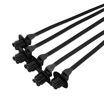 Crna vatrootporna plosnata kabelska vezica s navojem, 5x220 mm, najlon, za automobilsku uporabu, uzorak