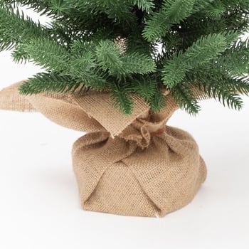 Brad de Crăciun artificial pentru birou – decor de masă, bază din plastic verde, din bumbac și in