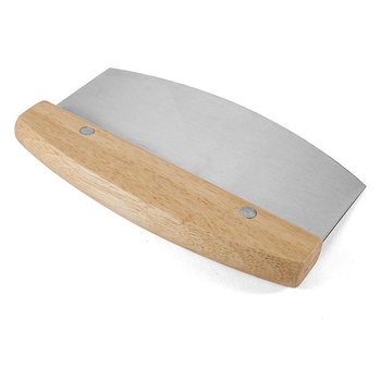 Set din oțel inoxidabil cu mâner din lemn: tăietor pentru aluat și paste, răzuitor pentru făină și spatulă pentru cremă de tort