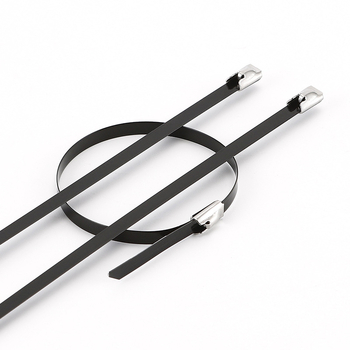 Curele pentru cabluri din oțel inoxidabil cu acoperire prin pulverizare, de calitate marină, negre, autoîncuietoare, curele metalice pentru cabluri, lățime 4,6 mm
