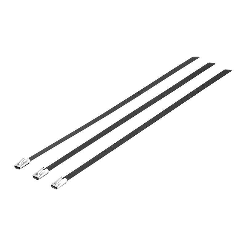 Curele pentru cabluri din oțel inoxidabil cu acoperire prin pulverizare, de calitate marină, negre, autoîncuietoare, curele metalice pentru cabluri, lățime 4,6 mm
