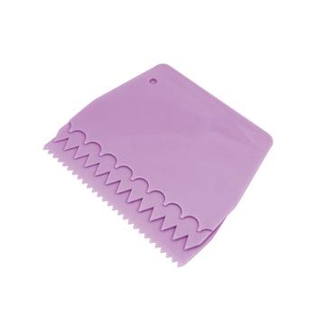 Set din plastic, trei piese, cu dinți trapezoidali mici, mari și rotunzi, pentru cremă de tort – unealtă de decorare