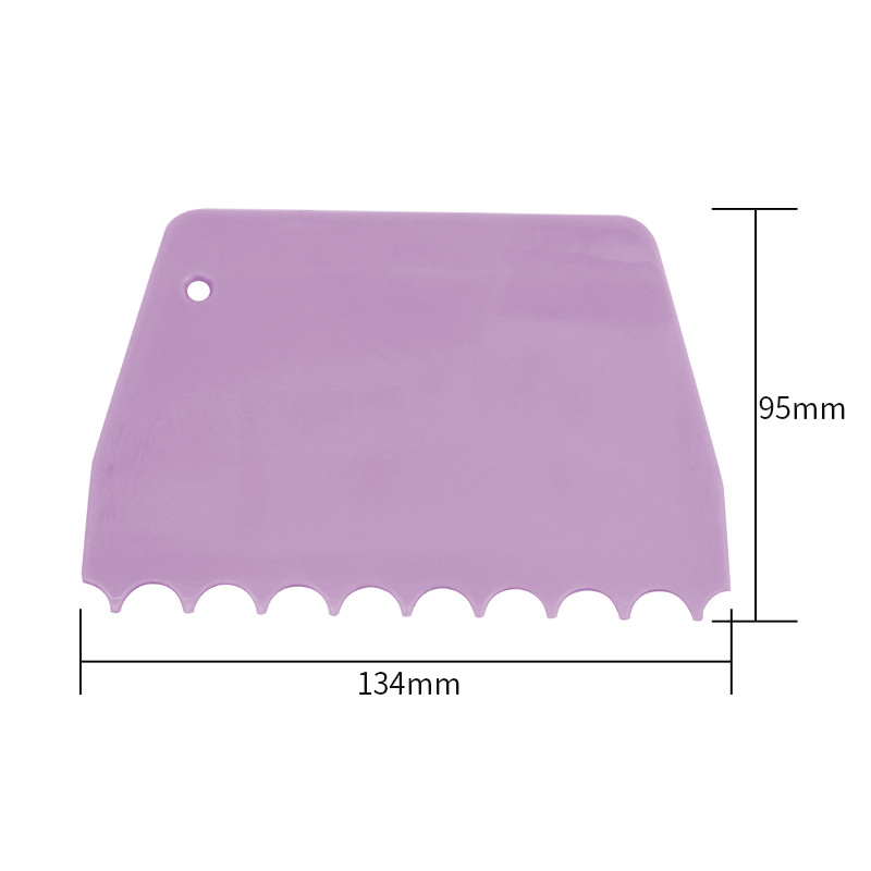 Set din plastic, trei piese, cu dinți trapezoidali mici, mari și rotunzi, pentru cremă de tort – unealtă de decorare