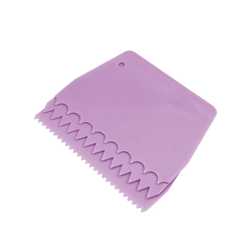 Set din plastic, trei piese, cu dinți trapezoidali mici, mari și rotunzi, pentru cremă de tort – unealtă de decorare