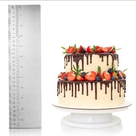 Spatulă pentru cremă de tort, din oțel inoxidabil, 12 inch, cu scară de măsurare
