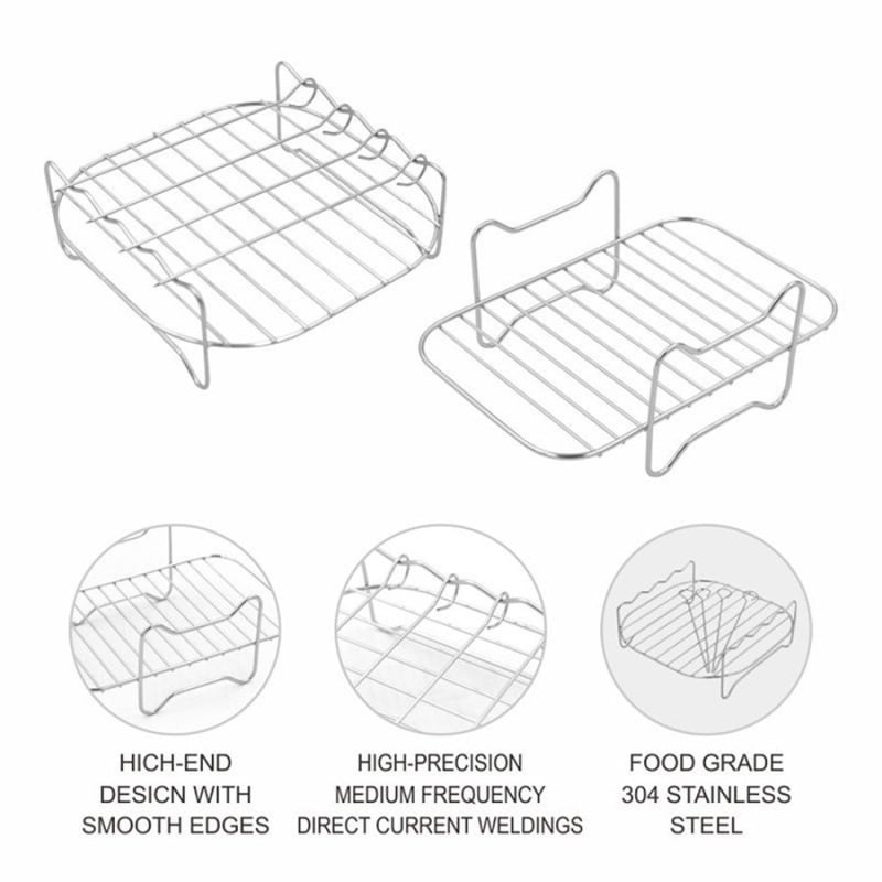 Raft pentru grătar cu 4 brațe, raft dublu pentru friteuza cu aer, raft de aburi din oțel inoxidabil, accesoriu pentru bucătărie casnică, protecție împotriva arsurilor