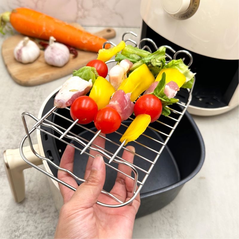 Raft pentru grătar cu 4 brațe, raft dublu pentru friteuza cu aer, raft de aburi din oțel inoxidabil, accesoriu pentru bucătărie casnică, protecție împotriva arsurilor