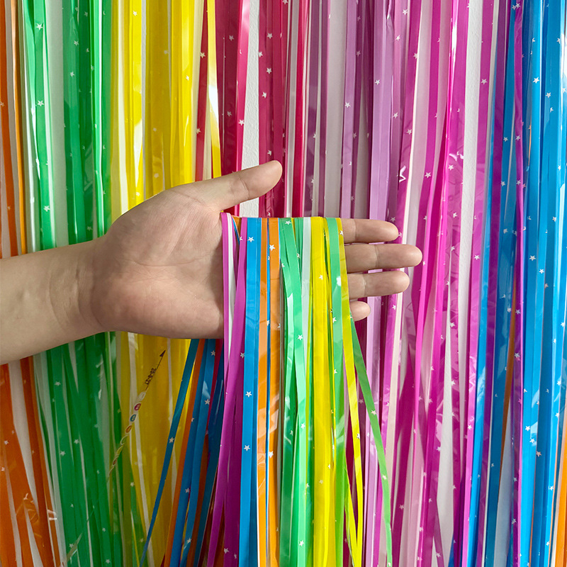Cortină de ploaie colorată în nuanțe Macaron, 1 x 2.5 m, decor pentru petreceri și Crăciun