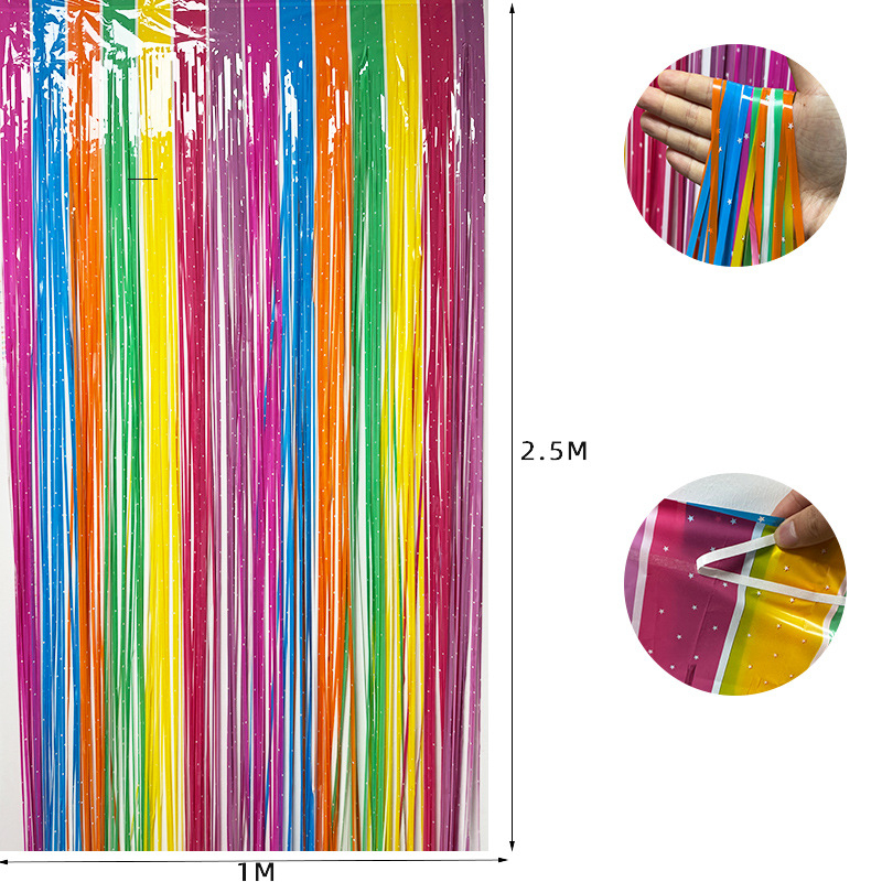 Cortină de ploaie colorată în nuanțe Macaron, 1 x 2.5 m, decor pentru petreceri și Crăciun