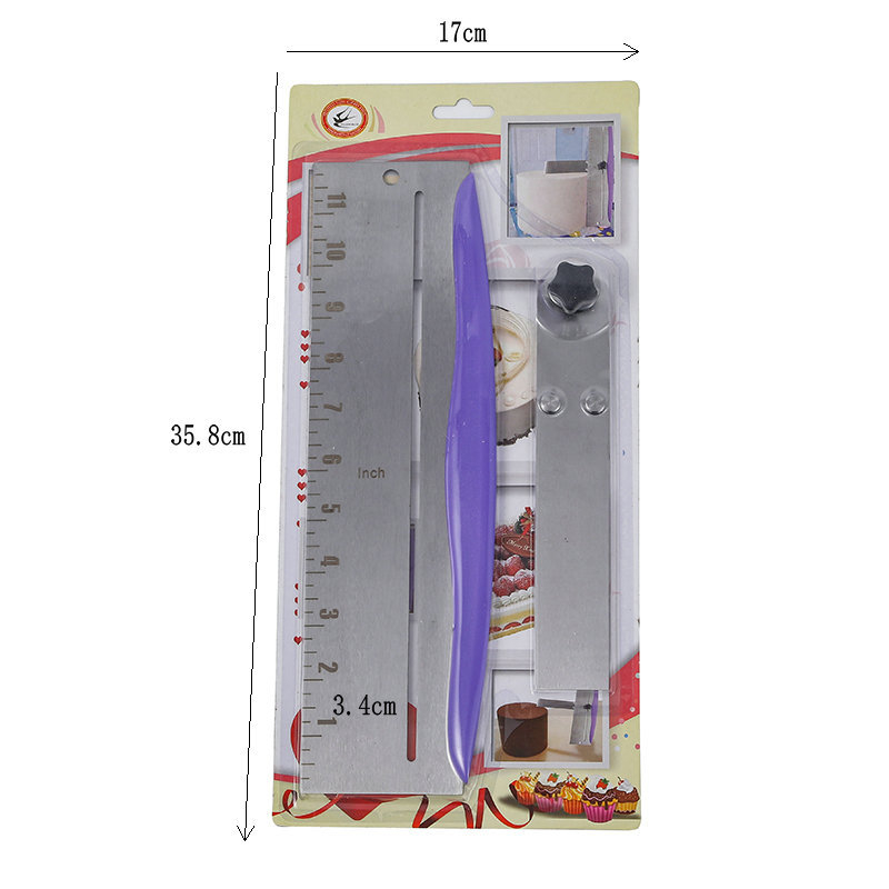 Spatulă din oțel inoxidabil, reglabilă pe înălime, pentru netezirea cremei pe tort, cu scară