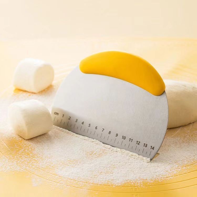 Spatulă din oțel inoxidabil cu scară pentru aluat, instrument de bucătărie pentru prăjituri și aluat, cu măsurare făină