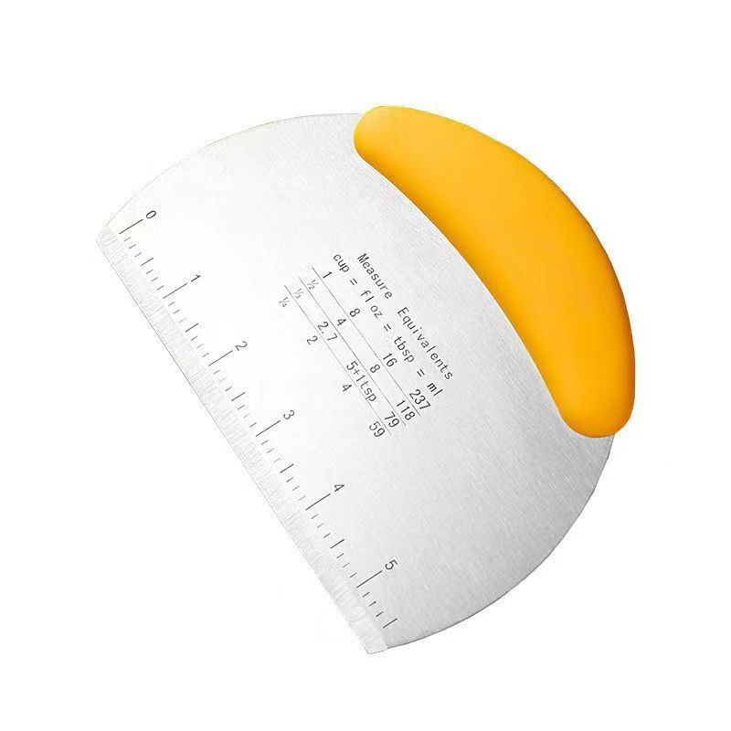 Spatulă din oțel inoxidabil cu scară pentru aluat, instrument de bucătărie pentru prăjituri și aluat, cu măsurare făină