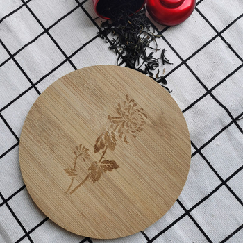 Placemats circular bambus cu model floral pentru masă, suport pentru pahare și ceai, izolație termică, rezistent la temperaturi înalte
