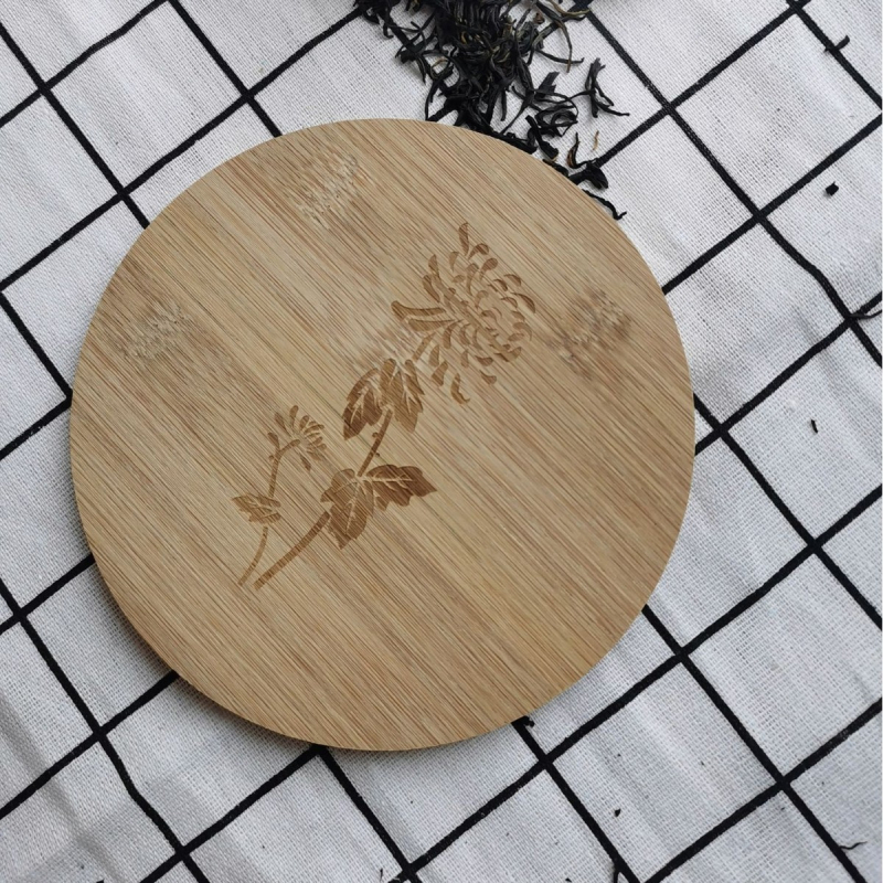 Placemats circular bambus cu model floral pentru masă, suport pentru pahare și ceai, izolație termică, rezistent la temperaturi înalte