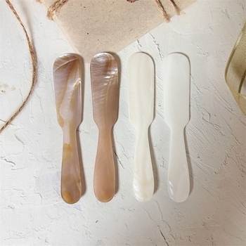 Spatulă naturală din scoică pentru mască cu matcha, lingură caviar, placă gua sha din scoică, spatulă de copt și spatulă pentru cremă