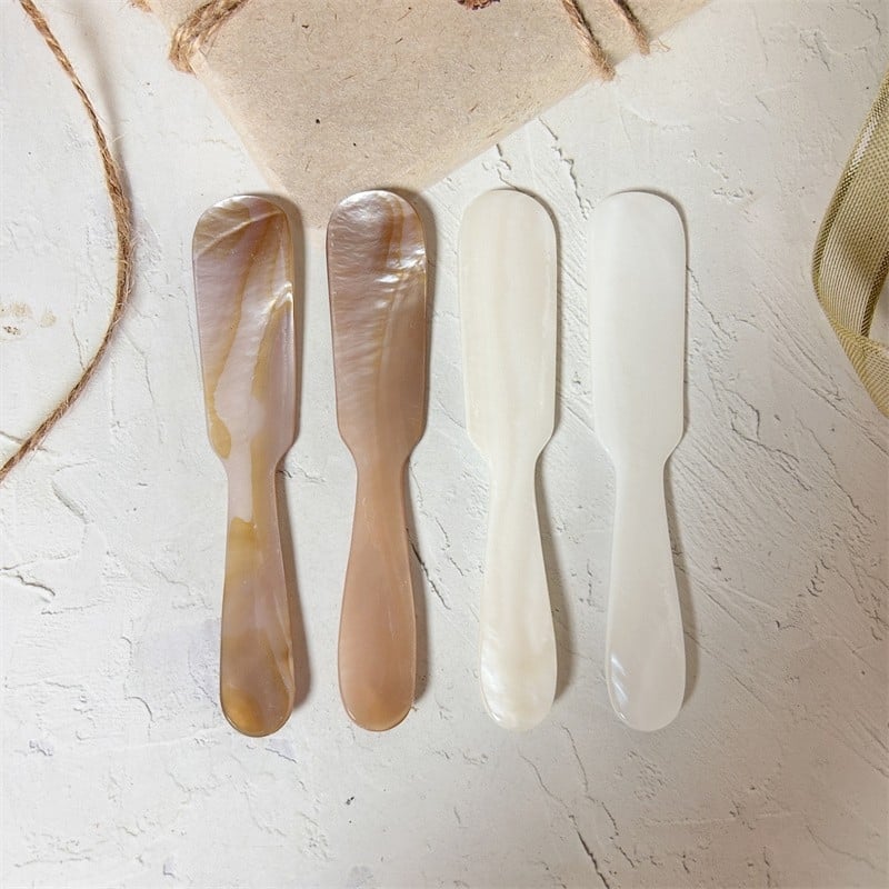 Spatulă naturală din scoică pentru mască cu matcha, lingură caviar, placă gua sha din scoică, spatulă de copt și spatulă pentru cremă