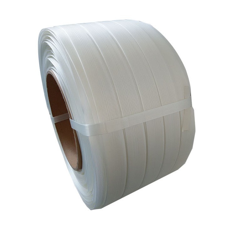 Bandă de ambalare din fibră de poliester, albă, manuală, 19 mm, cu rezistență înaltă