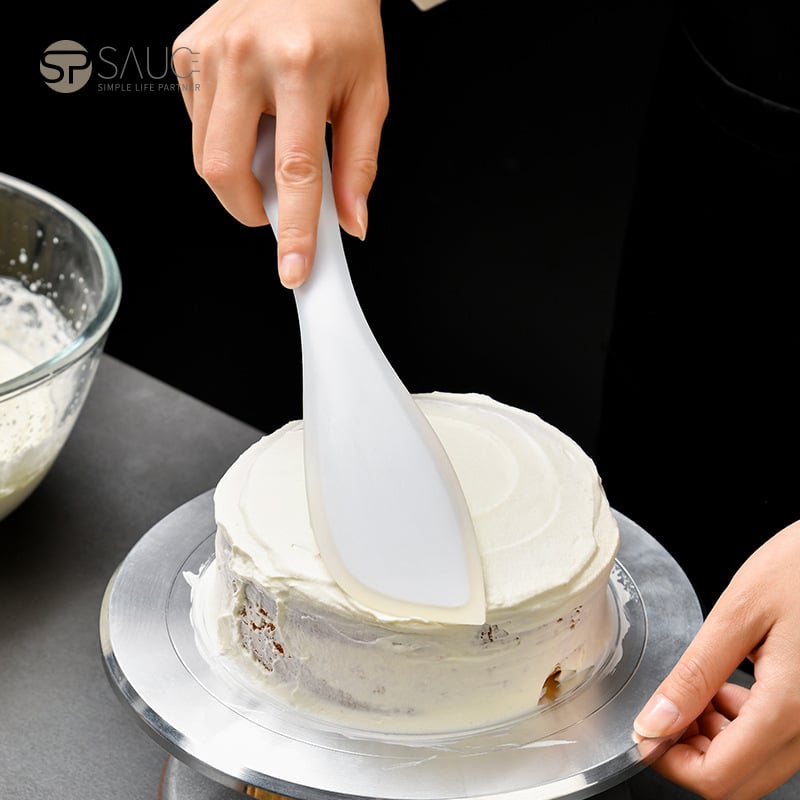 Spatulă din silicon cu scraper integrat, rezistentă la temperaturi înalte, pentru cremă de tort și amestecare în coacere