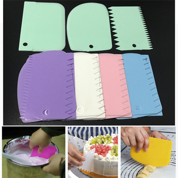 Set spatule colorate pentru cremă de tort, 3 bucăți, cu cuțit de tăiere, instrument din plastic pentru decorare