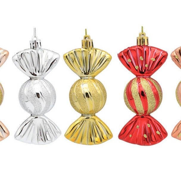 Ornament de Crăciun cu bomboană electroplatinată, decor pentru brad, colorat, 11,5 cm