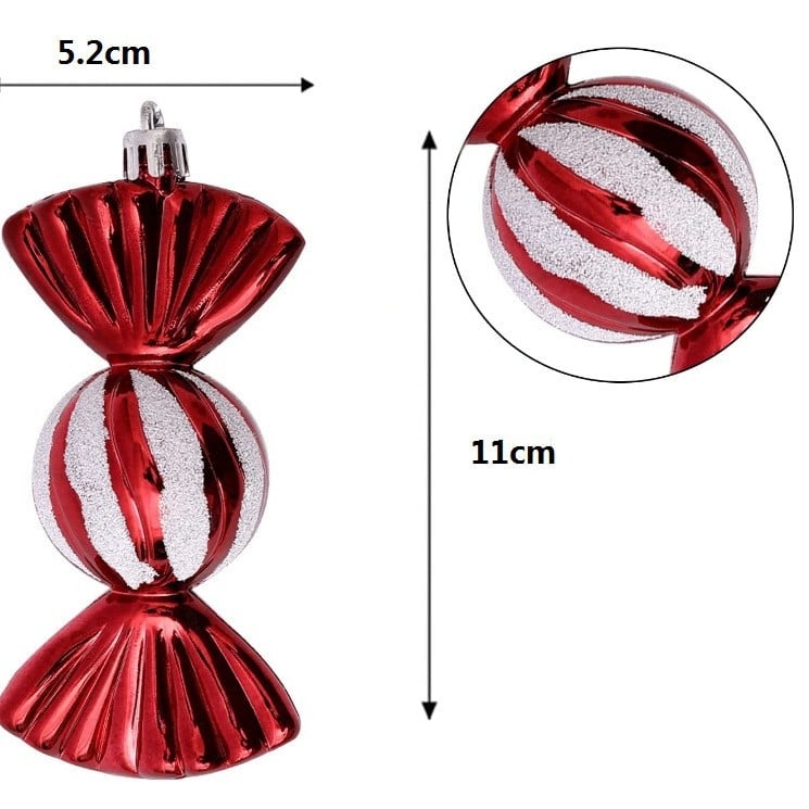 Ornament de Crăciun cu bomboană electroplatinată, decor pentru brad, colorat, 11,5 cm