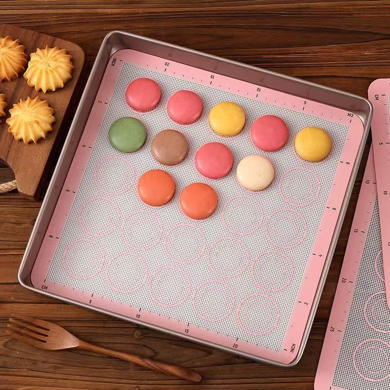 Covoraș de silicon roz pentru copt, de calitate alimentară, pentru macarons și fursecuri