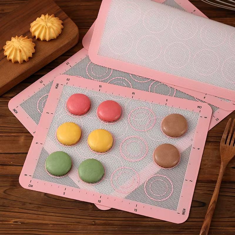 Covoraș de silicon roz pentru copt, de calitate alimentară, pentru macarons și fursecuri